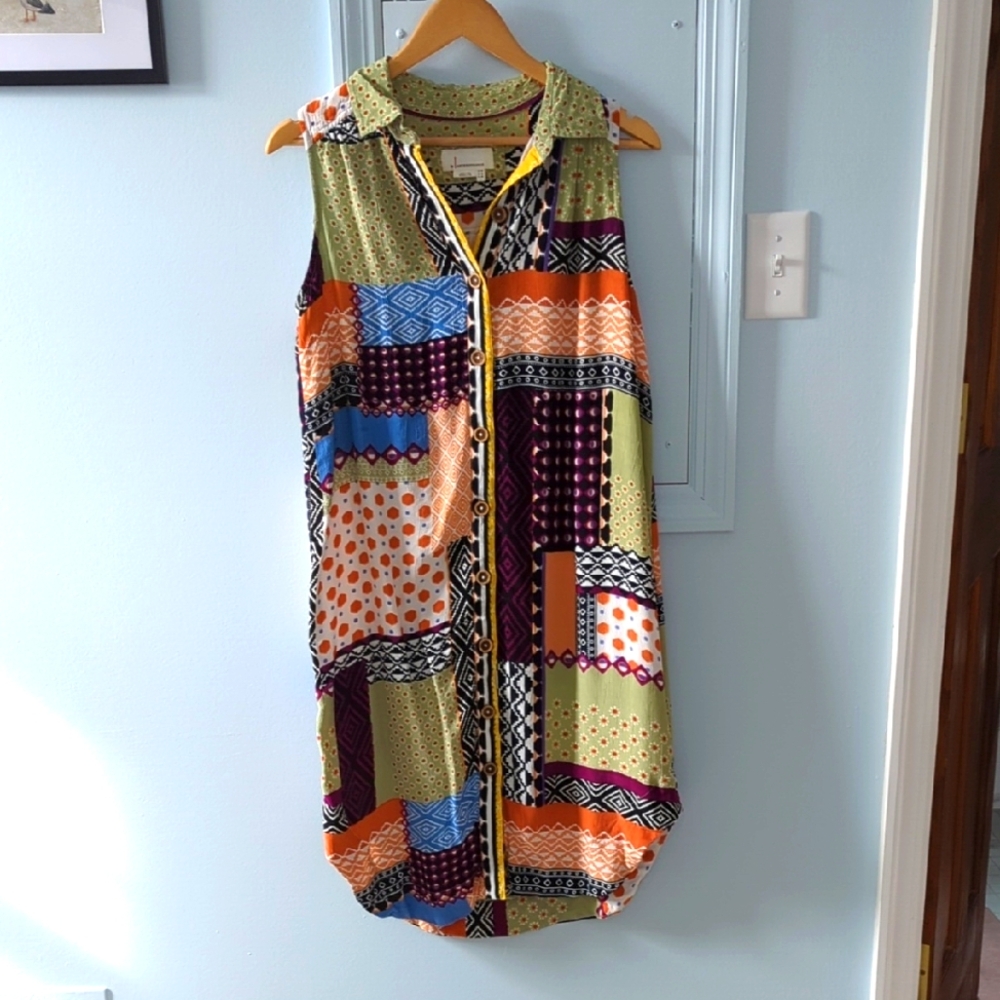 Anthropologie Multicolor Patchwork Midi Dress